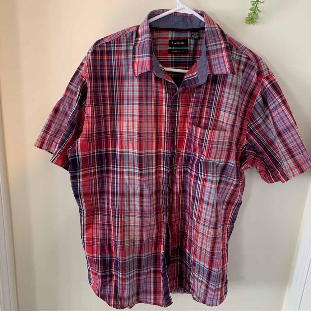 VanHuesen Men Casual Summer ButtonDown Plain Shirt